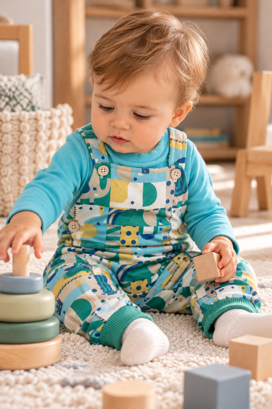 Conjunto overol azul estampado bebé niño