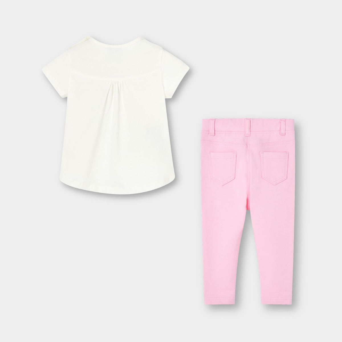 Conjunto blusa estampada con pantalón felpa rosa bebé niña