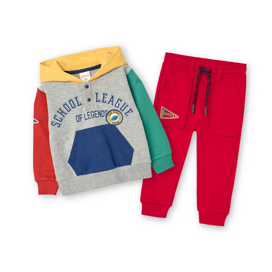 Conjunto de pants gris para mini niño (2 piezas)