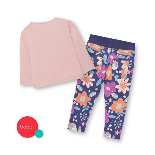 Conjunto lila blusa con patalón felpa mini niña