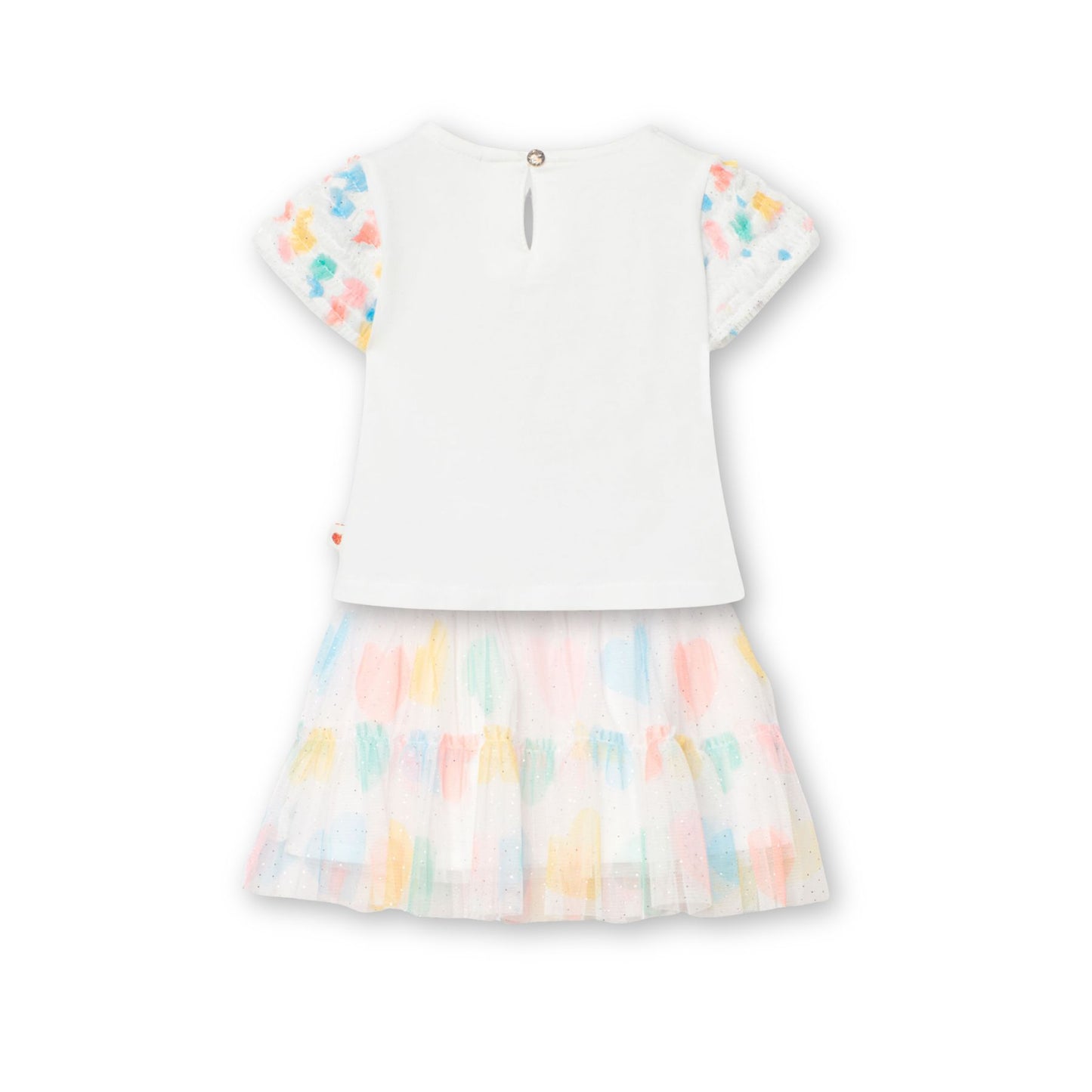 Conjunto blusa con falda corazones para mini niña