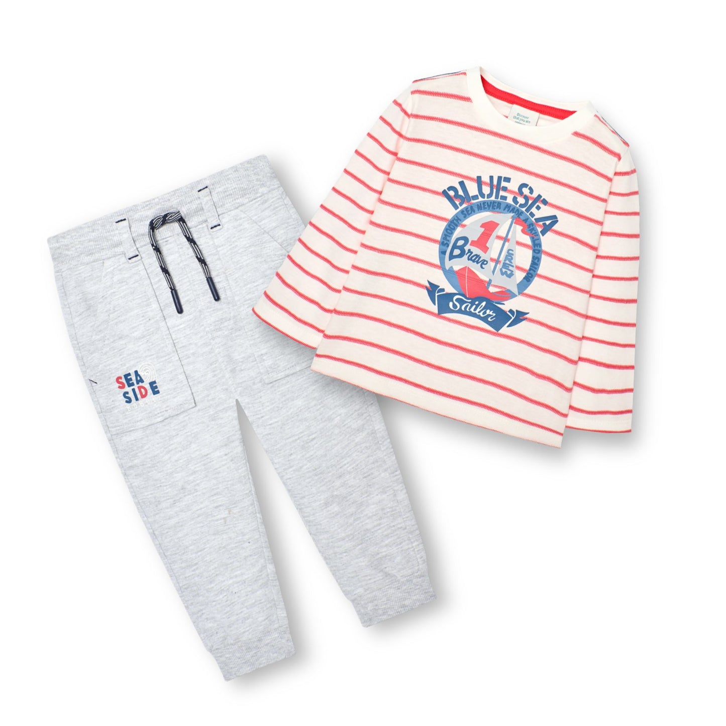 Conjunto playera con pants rayas mini niño
