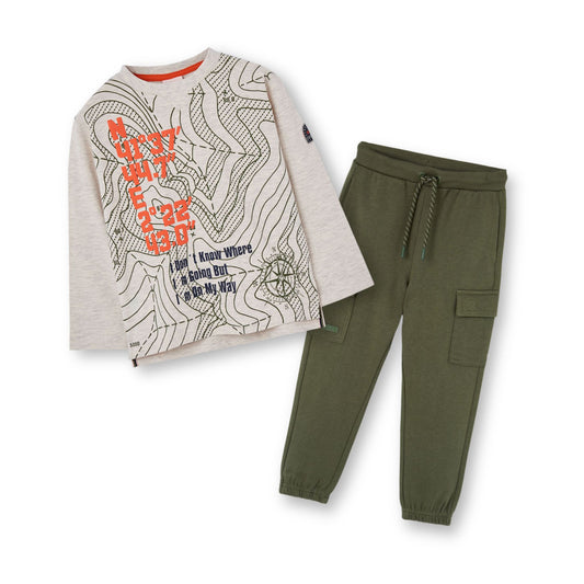 Conjunto playera con pants verde niño jr
