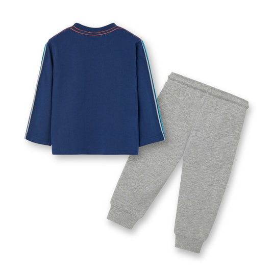 Conjunto playera estampada con pants para mini niño