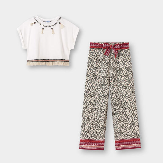 Conjunto blusa con pantalón estampado niña jr