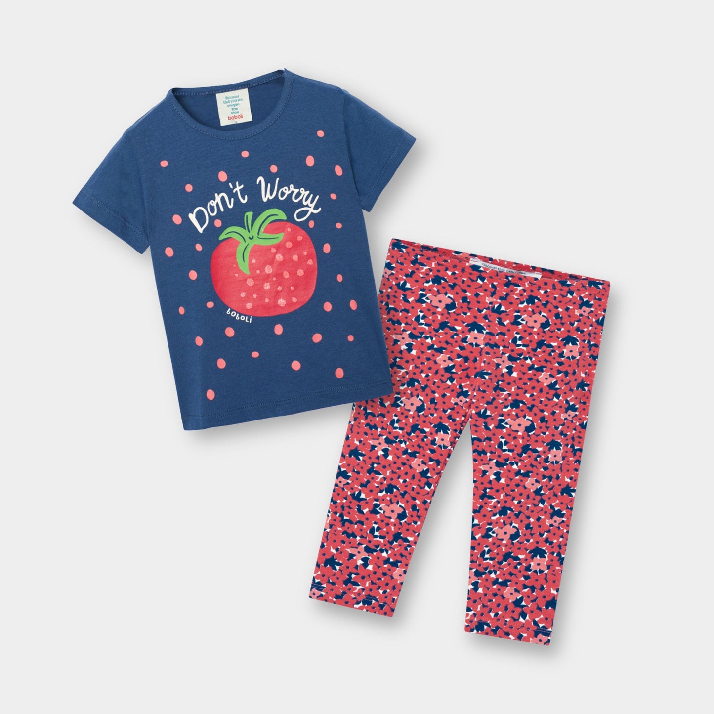 Conjunto blusa leggings fresa mini niña