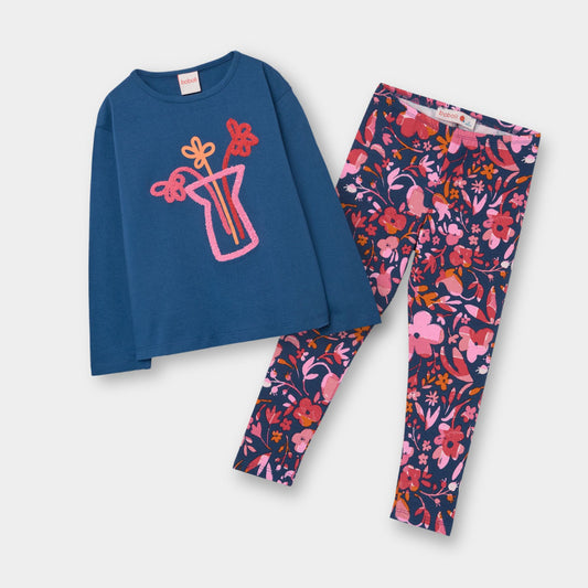 Conjunto florero blusa con leggings mini niña