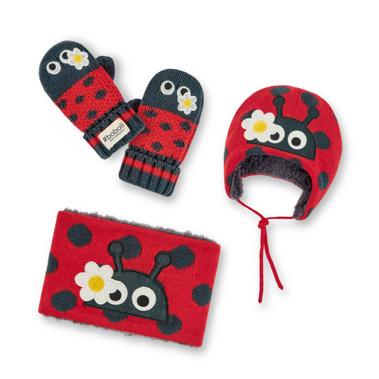 Juego de gorro, cuello y guantes para niña