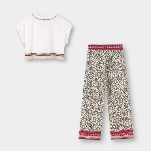 Conjunto blusa con pantalón estampado niña jr