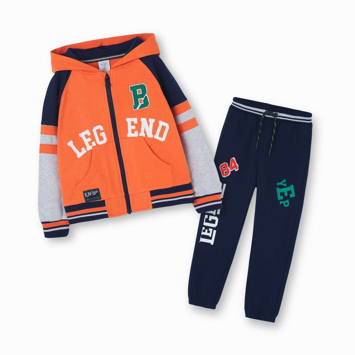 Conjunto de pants felpa naranja Legend mini niño
