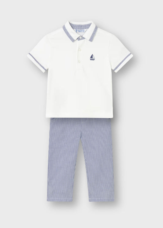 Conjunto polo barco con pantalón para bebé niño