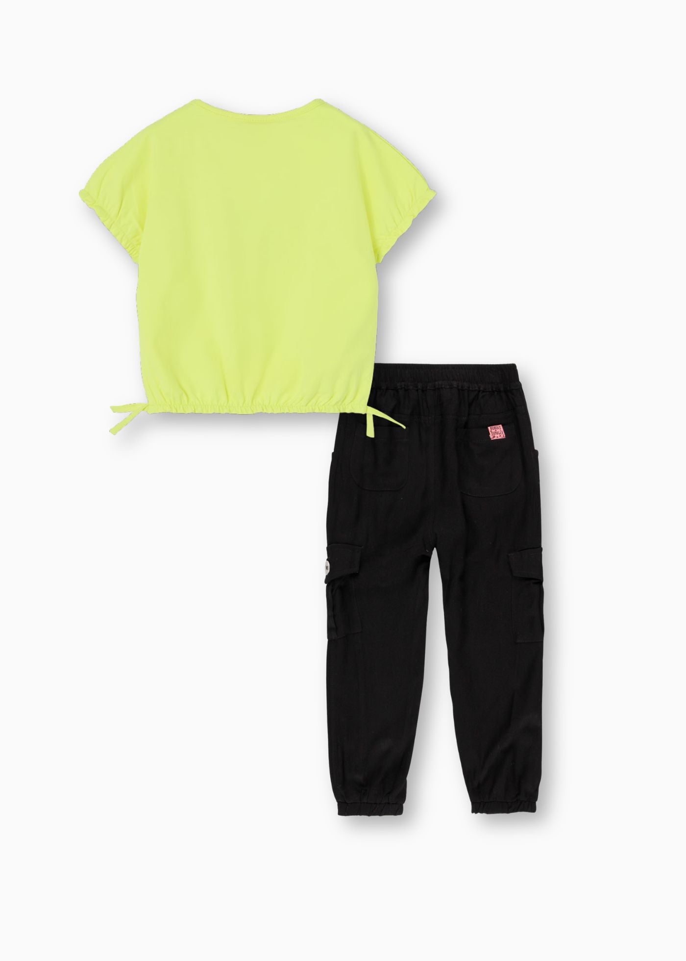 Conjunto blusa con pantalón sarga viscosa negro para niña jr