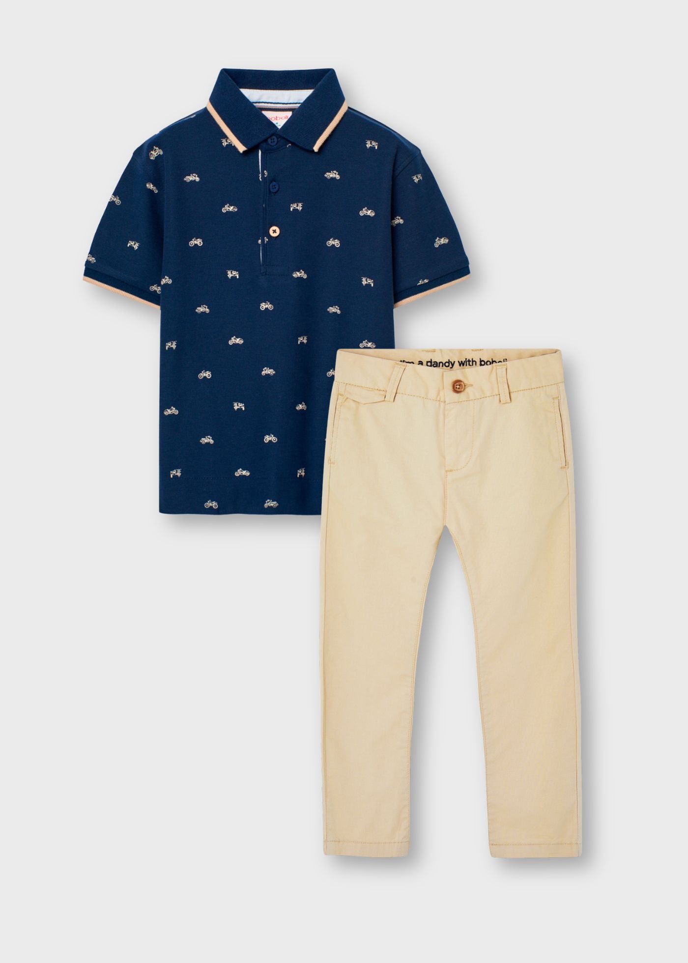 Conjunto polo con pantalón satén stretch niño jr