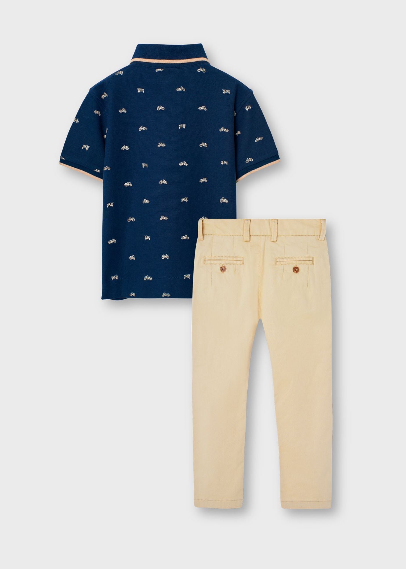 Conjunto polo con pantalón satén stretch niño jr