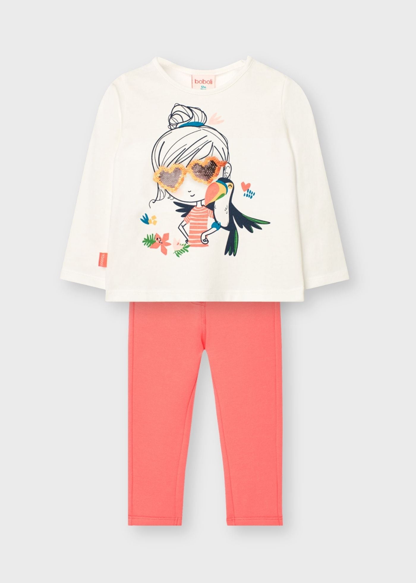 Conjunto blusa con pantalón felpa coral para mini niña