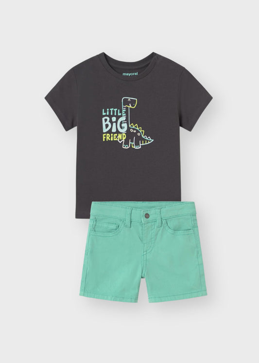 Conjunto playera con short sarga para bebé niño