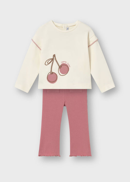 Conjunto blusa cerezas con leggings bebé niña