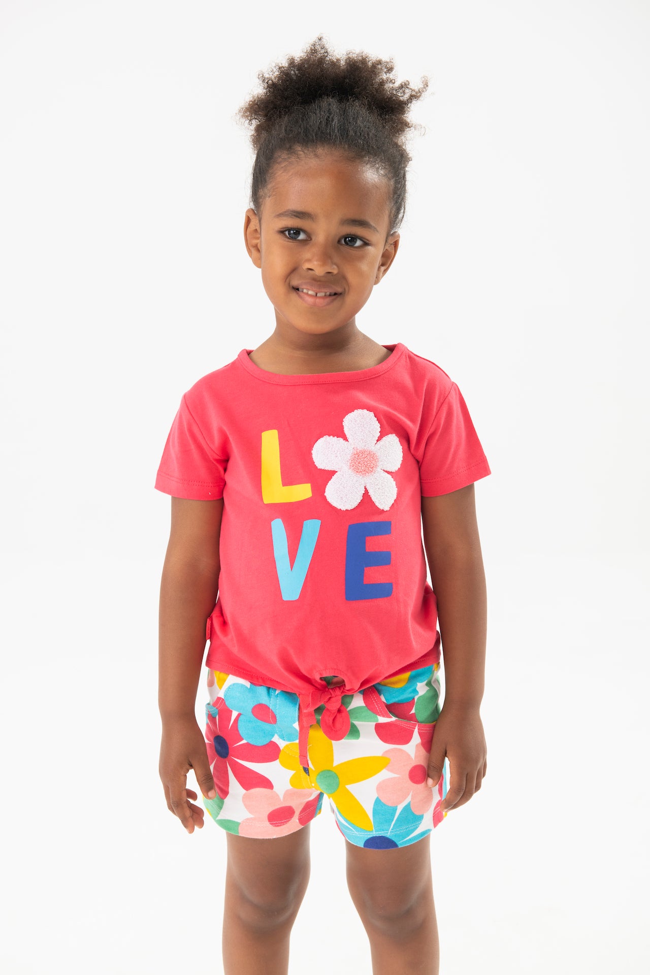Conjunto flores blusa short para mini niña