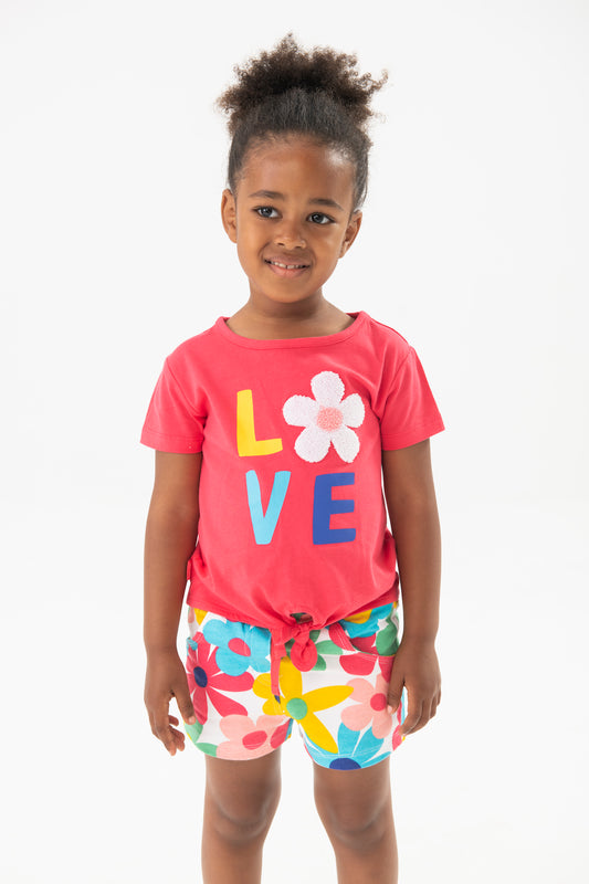 Conjunto flores blusa short para mini niña