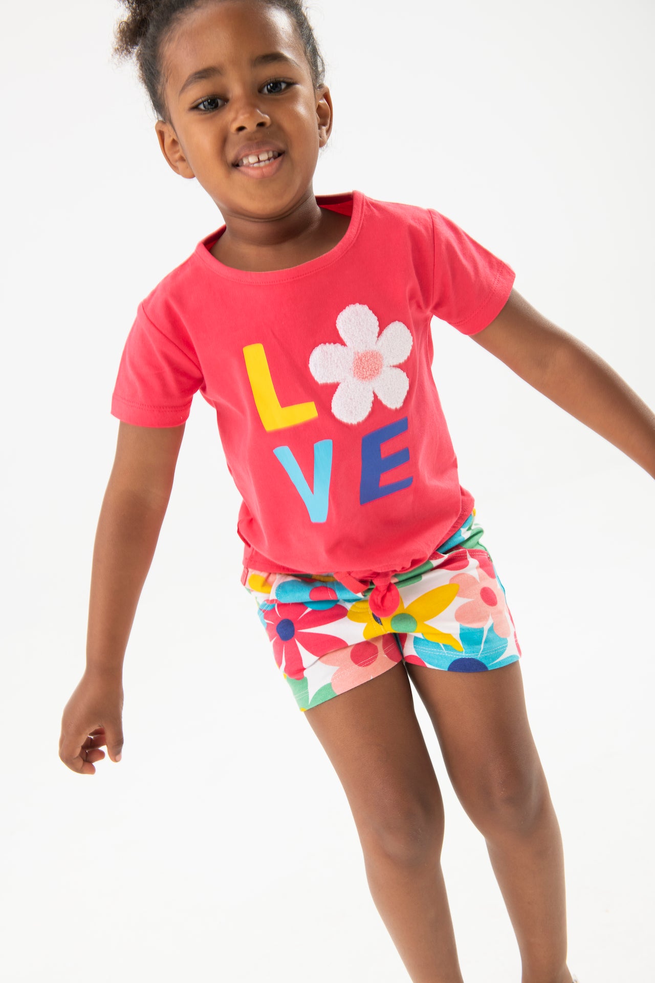 Conjunto flores blusa short para mini niña
