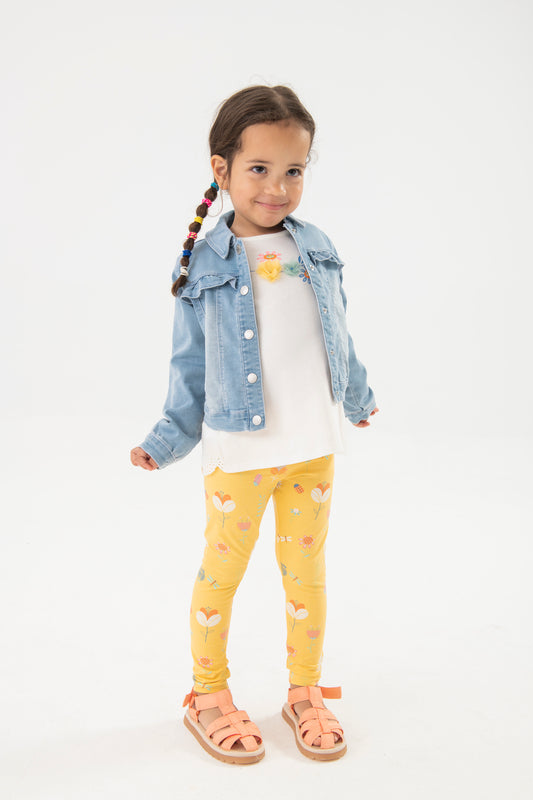 Conjunto amarillo blusa leggings para mini niña