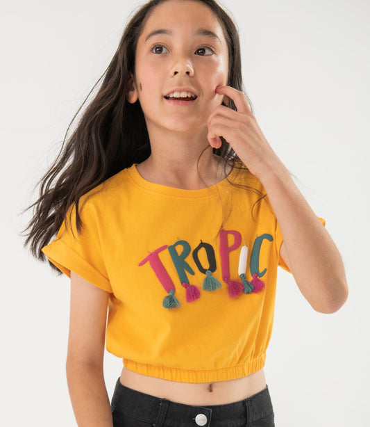Blusa tropic mostaza para niña jr