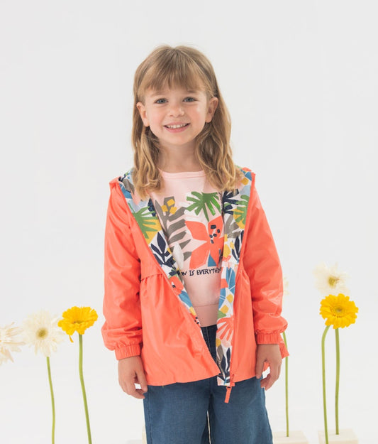 Impermeable reversible flores para mini niña