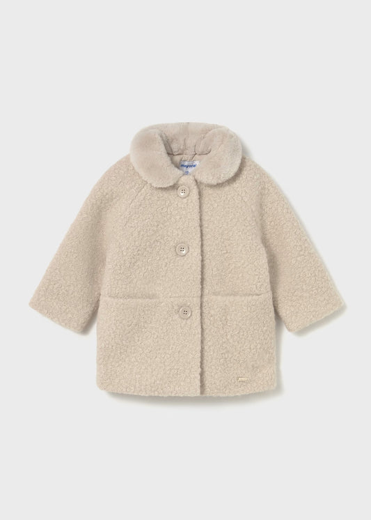 Abrigo rizo beige bebé niña