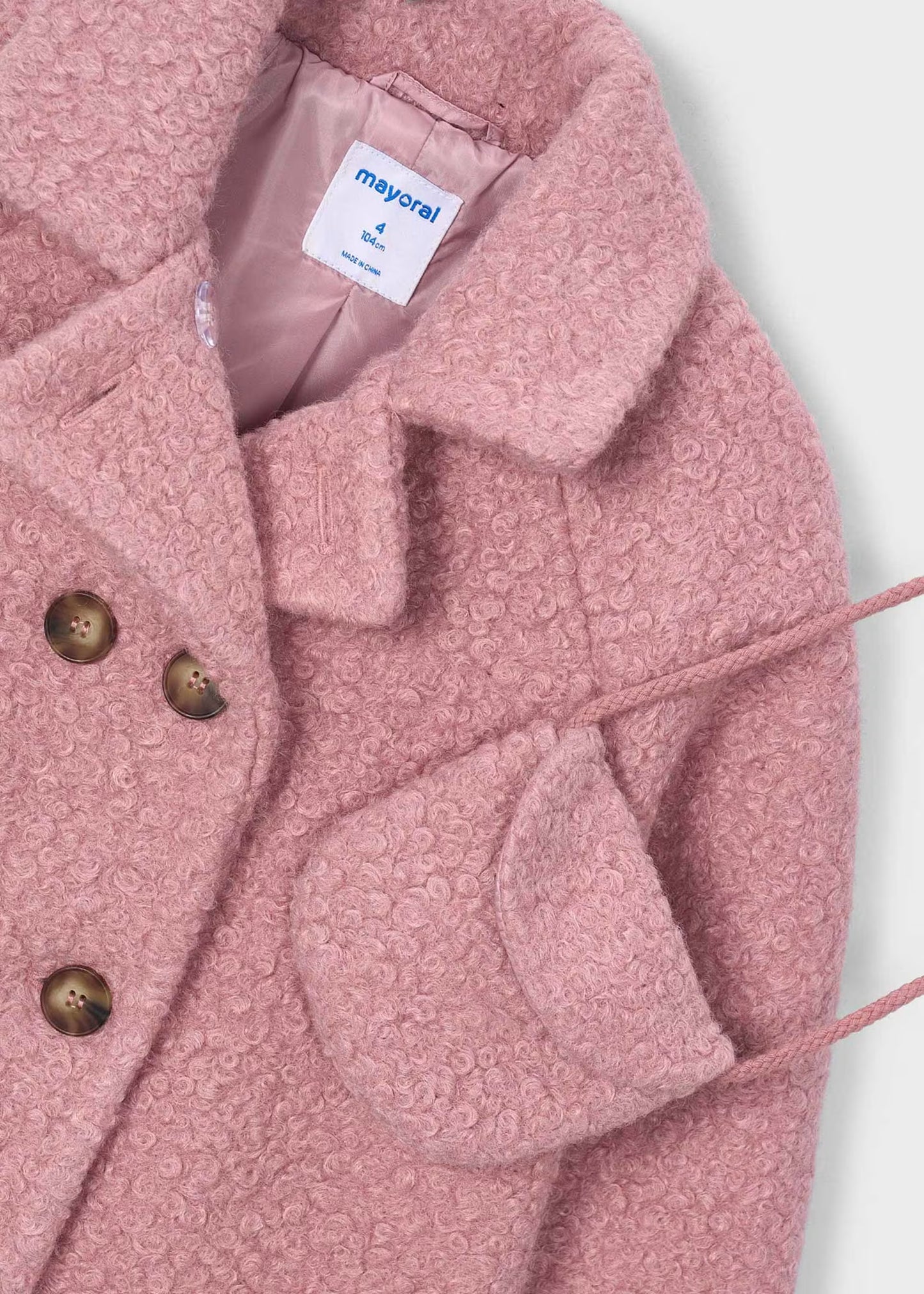 Abrigo rizo rosa con bolsa mini niña