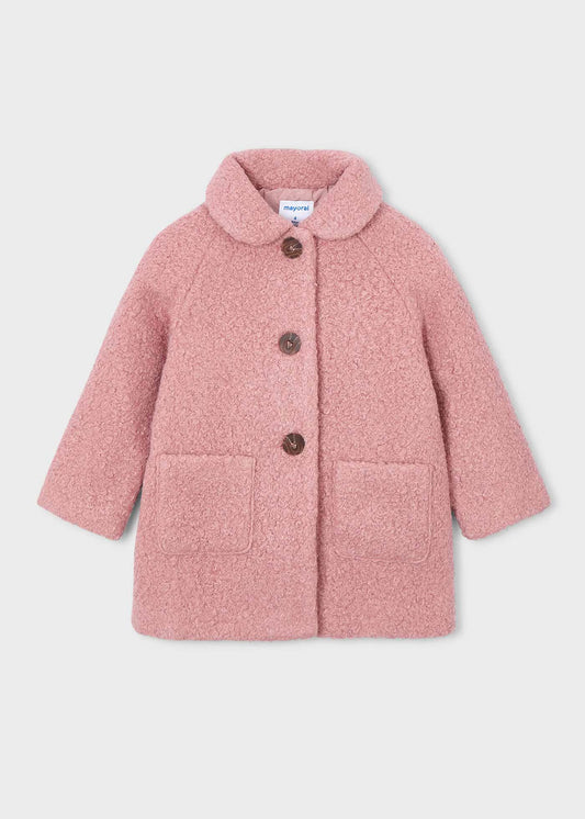 Abrigo rizo rosa mini niña