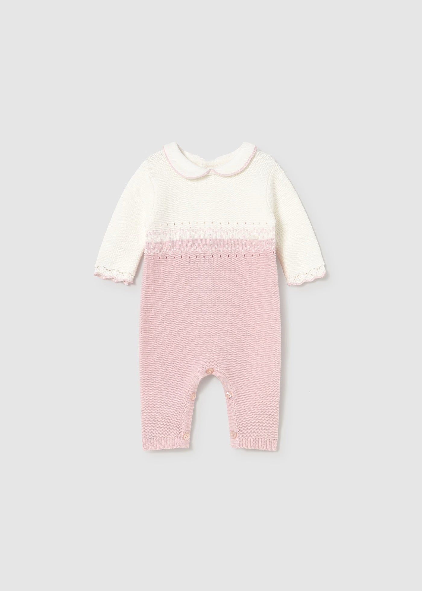 Mameluco tricot rosa recién nacida