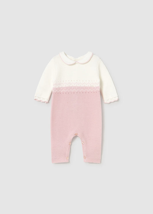 Mameluco tricot rosa recién nacida