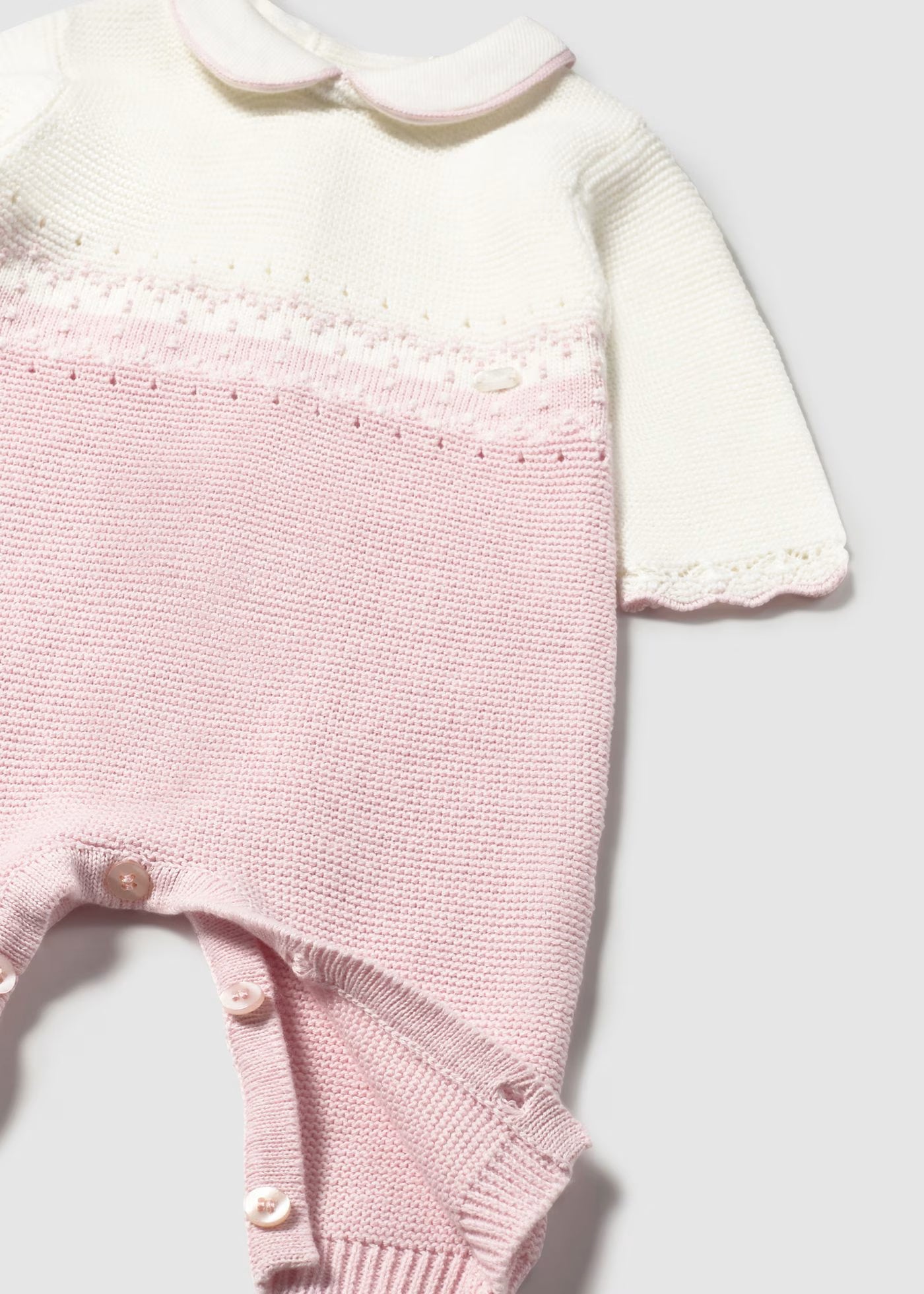 Mameluco tricot rosa recién nacida
