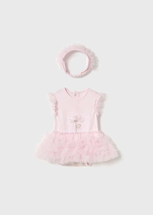 Body tutú rosa con diadema recién nacida