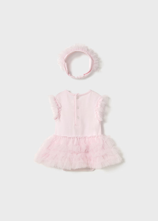 Body tutú rosa con diadema recién nacida