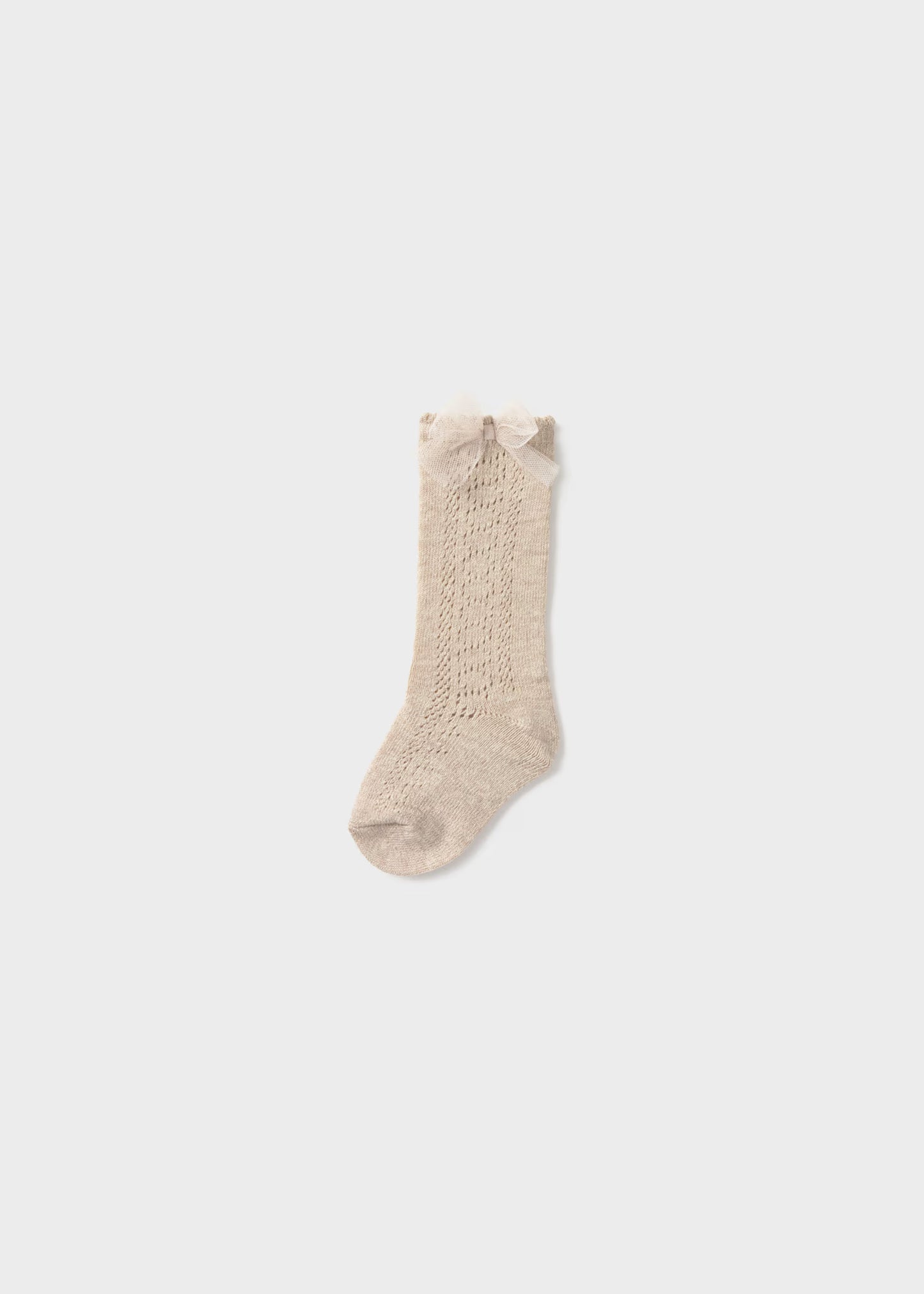 Calceta moño beige bebé niña