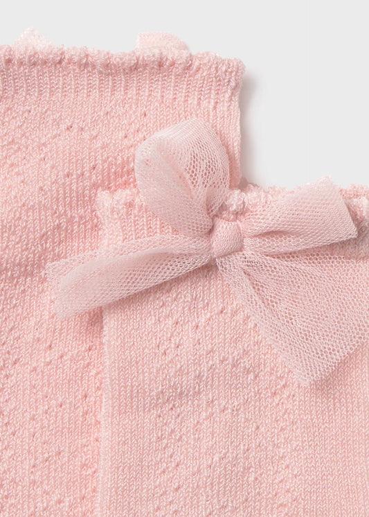 Calceta moño rosa bebé niña