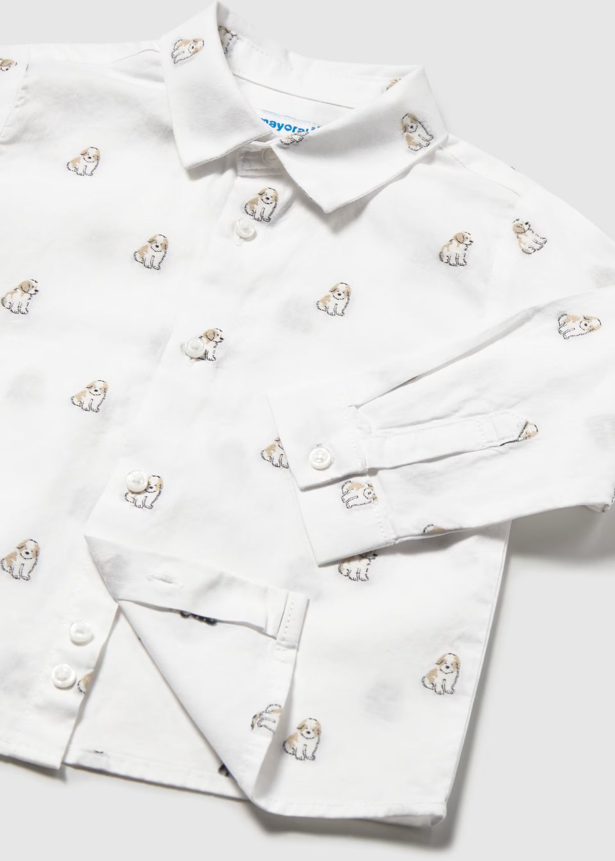 Conjunto camisa perrito con pantalón beige bebé niño
