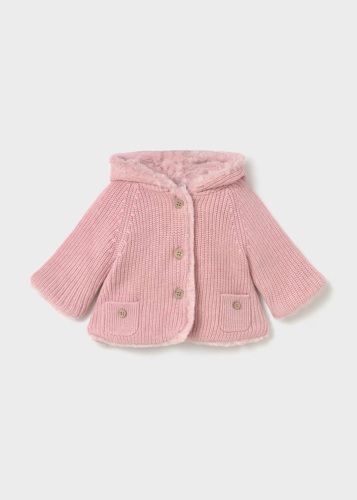 Chamarra pompón rosa recién nacida