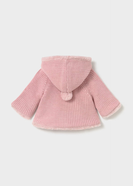 Chamarra pompón rosa recién nacida