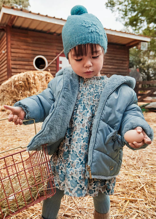 Chamarra pelo reversible azul bebé niña