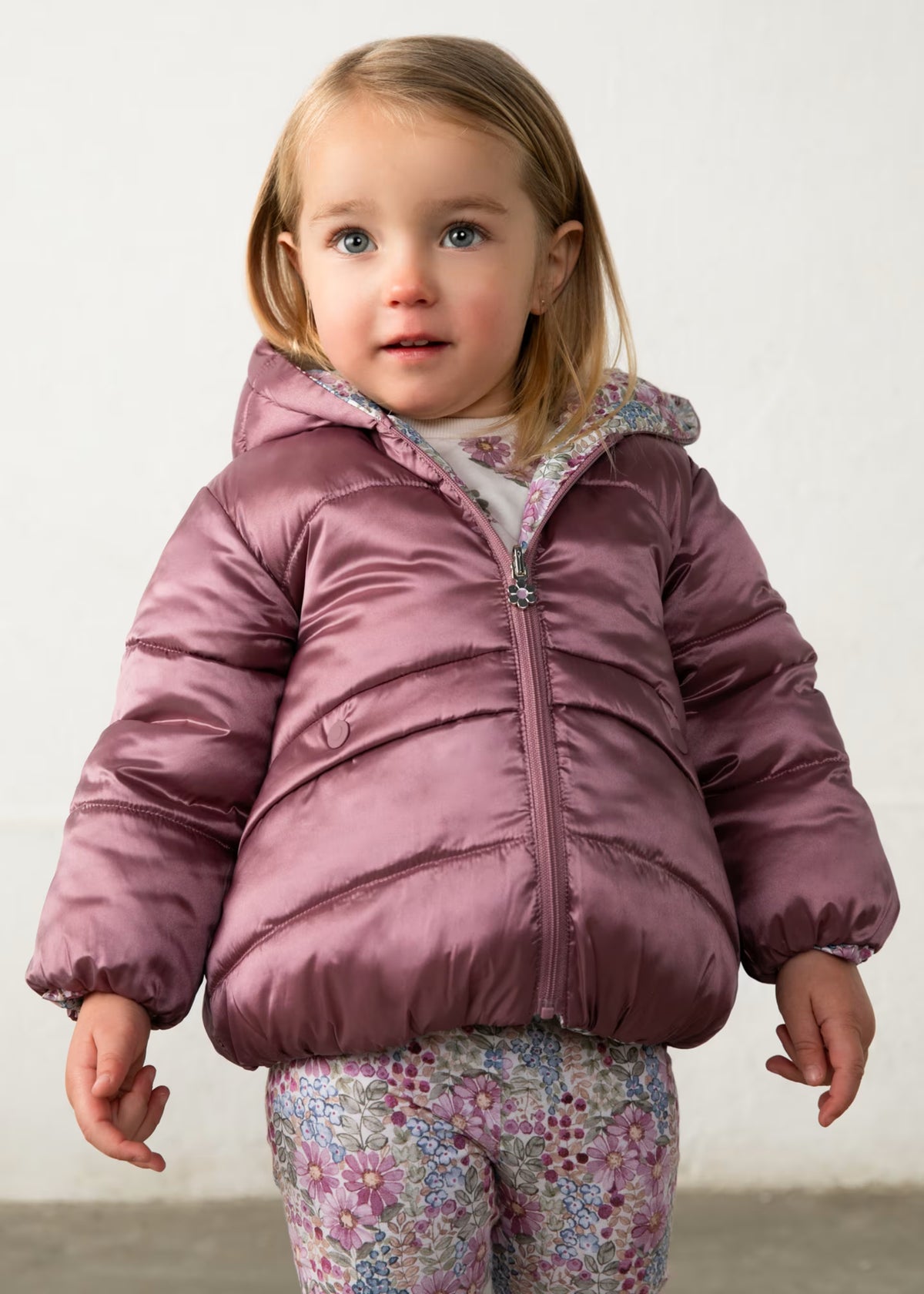 Chamarra violeta reversible bebé niña