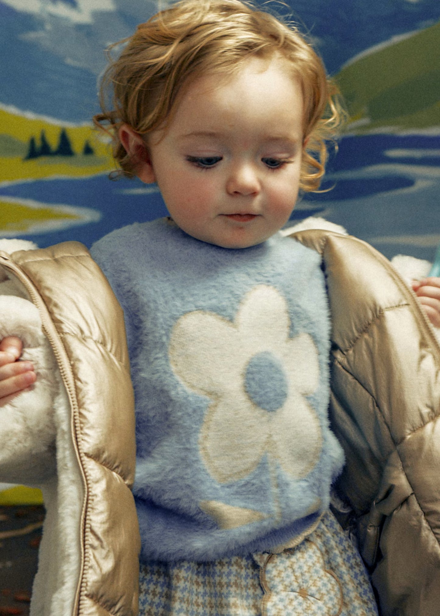 Chamarra reversible pelo bebé niña
