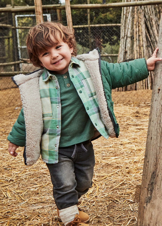 Chamarra reversible verde unisex bebé niño
