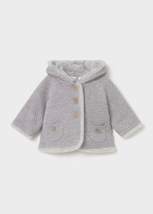 Chamarra gris tricot con pelo recién nacid@