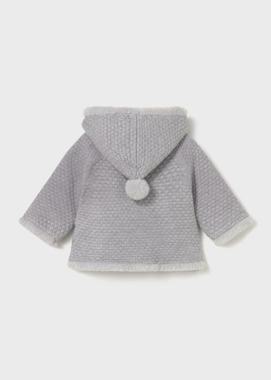 Chamarra gris tricot con pelo recién nacid@
