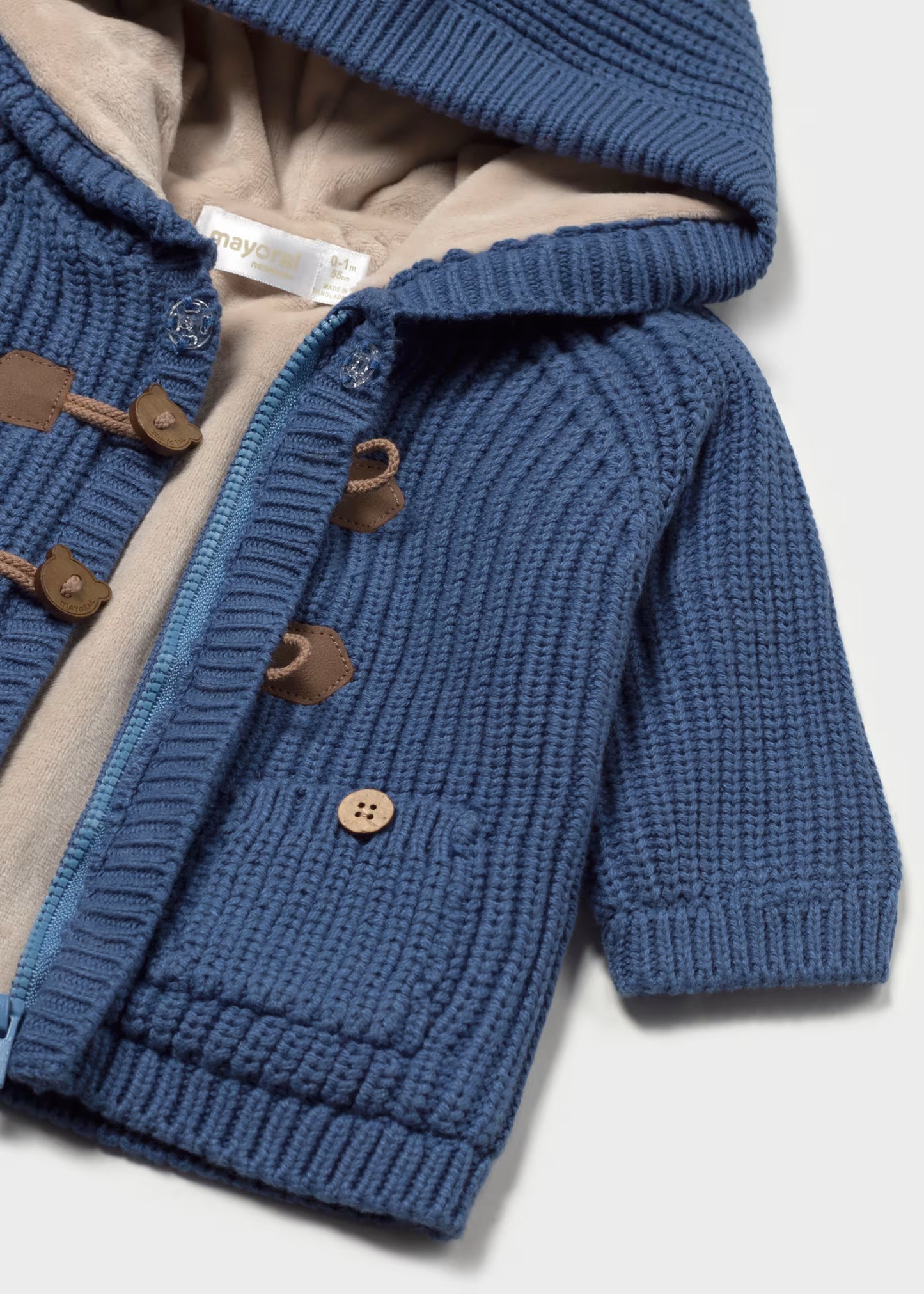 Chamarra tricot azul recién nacido