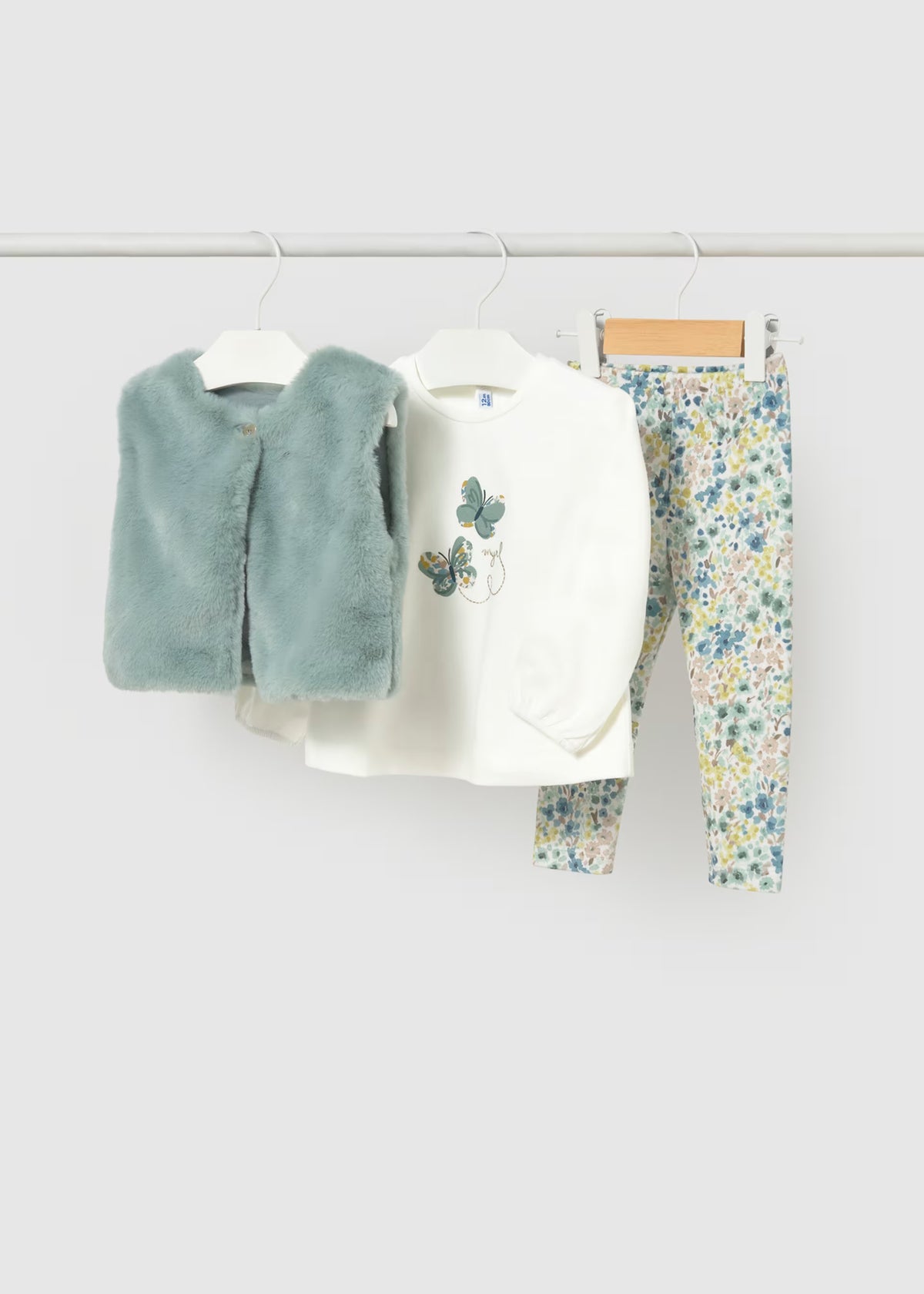 Conjunto de leggings con chaleco pelo bebé niña