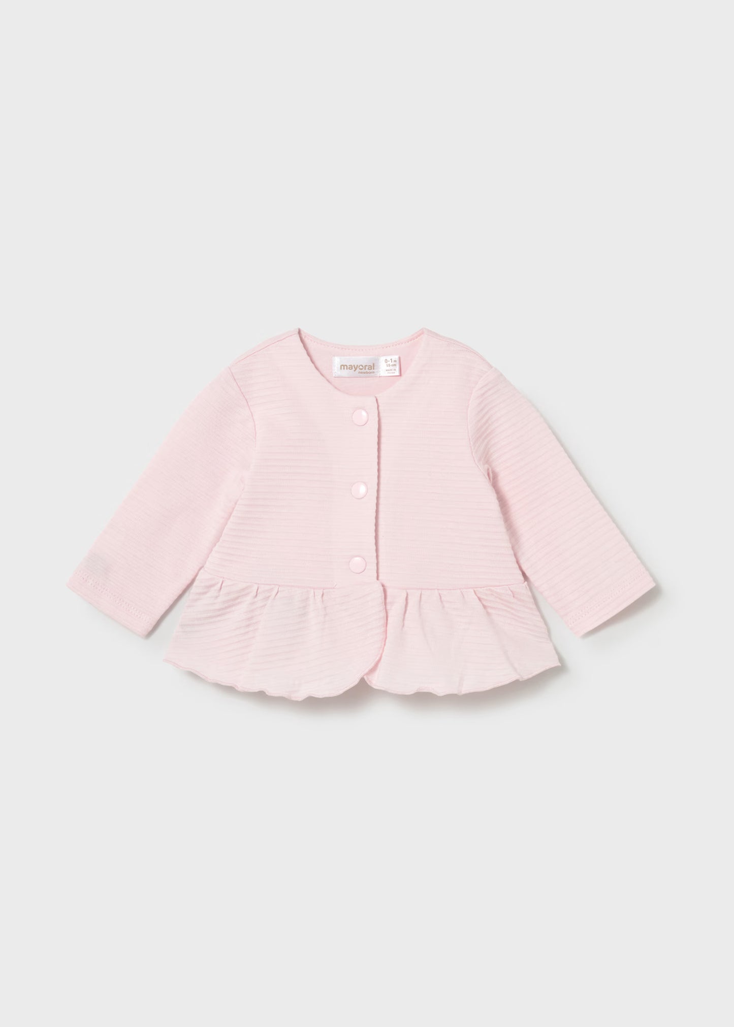 Conjunto 3 piezas rosa con chamarra recién nacida