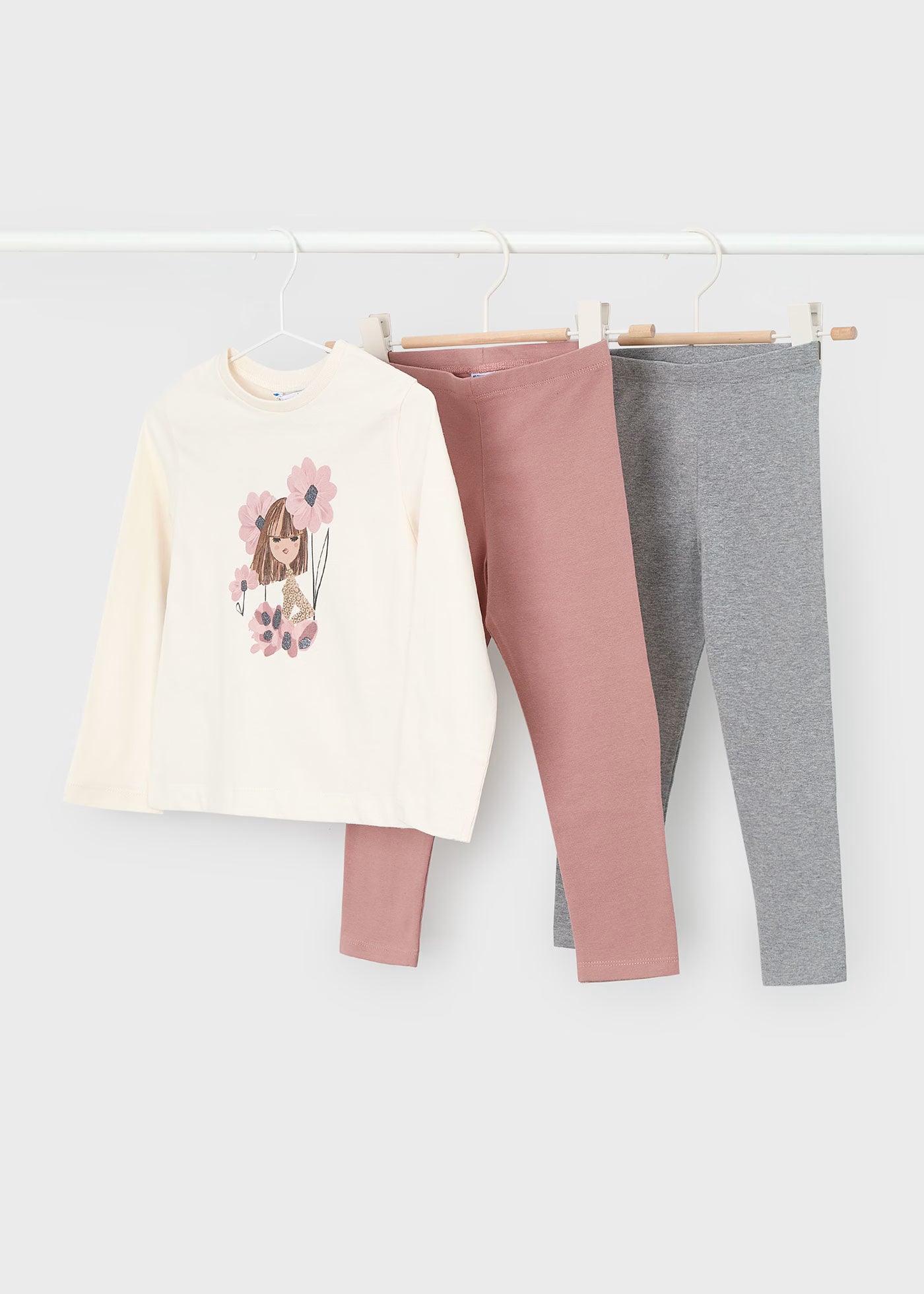 Conjunto leggings rosa 3 piezas mini niña